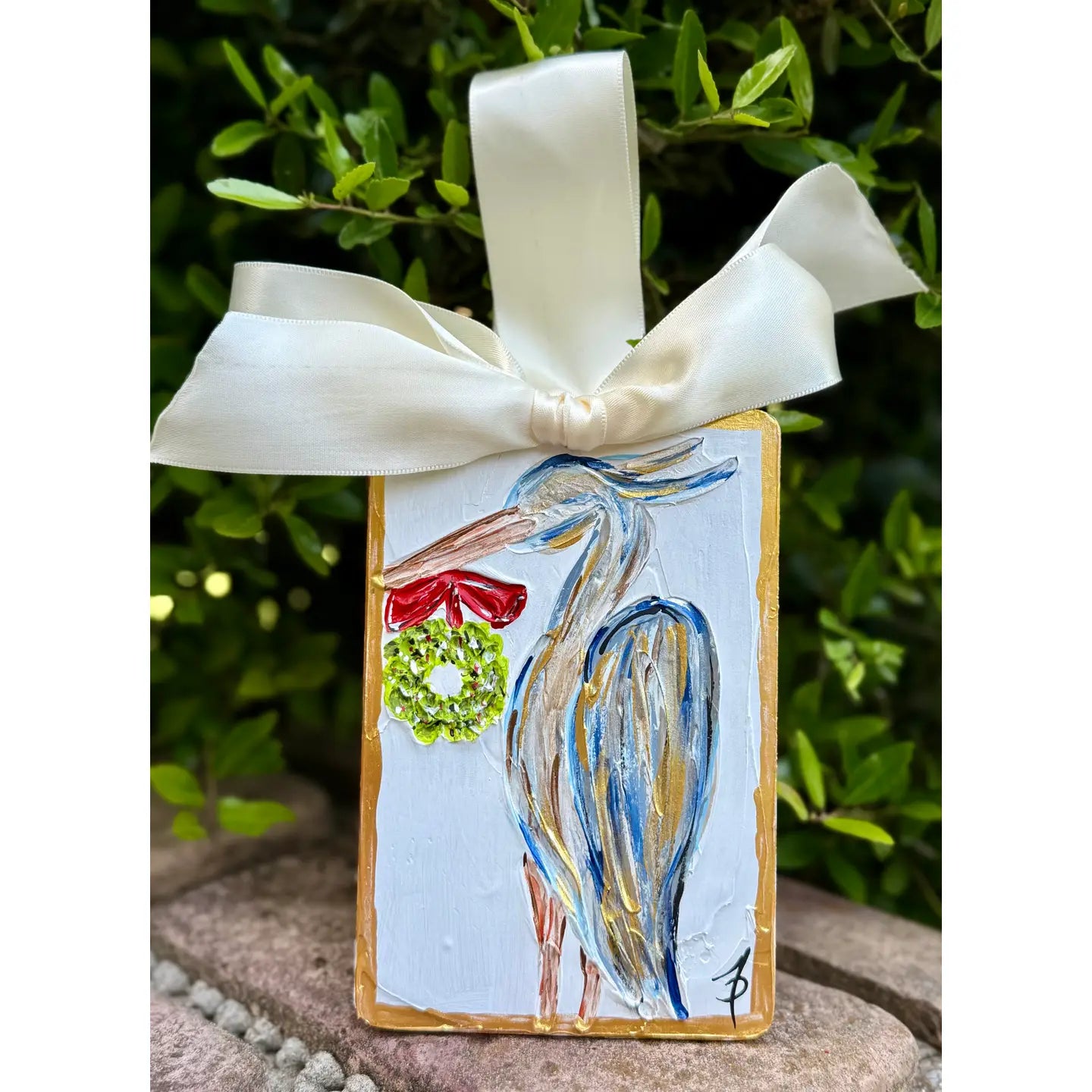 Heron Hand Painted Ornament