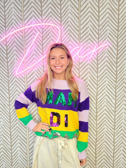 Mardi Gras Block Sweater