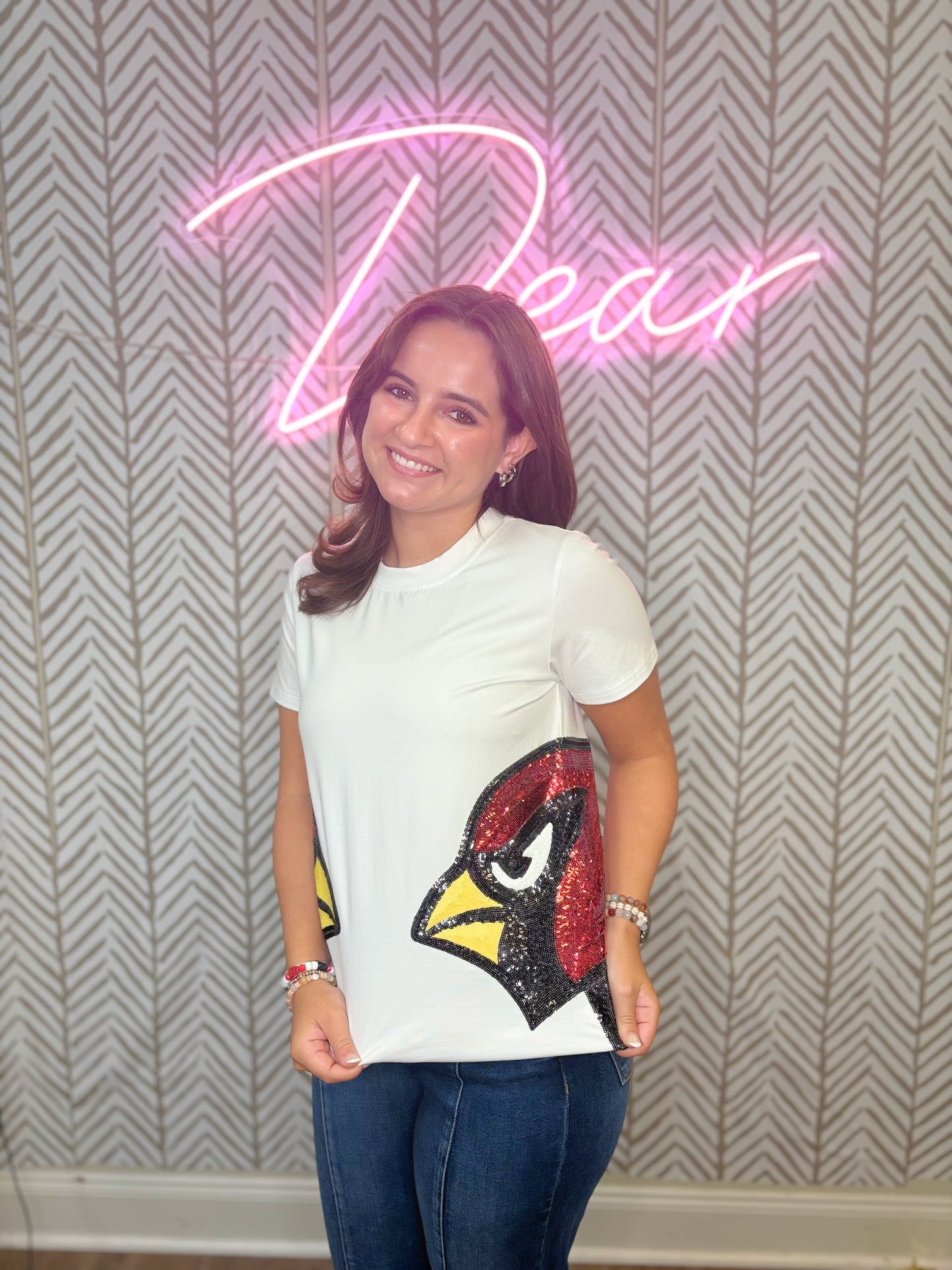 Split Cardinal Sparkle Tee